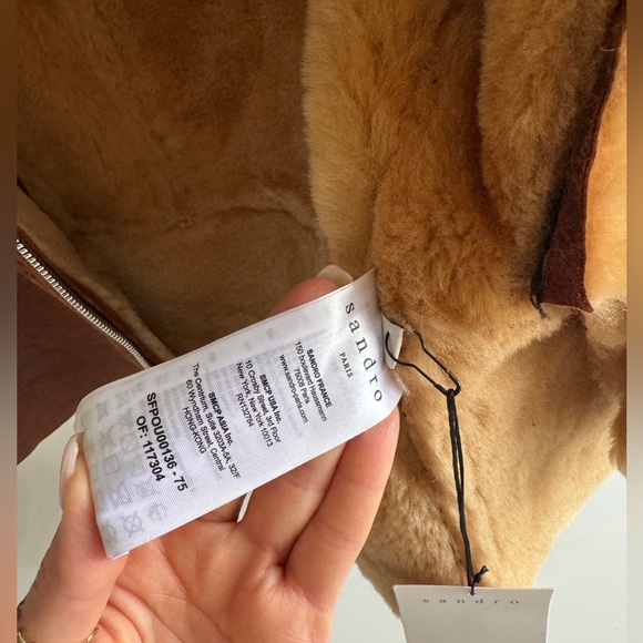 Sandro Zinal Shearling Biker Jacket size 0/XS - Picture 12 of 16